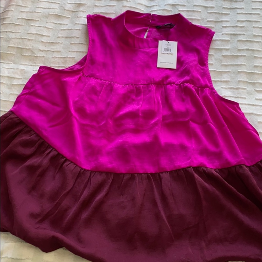 Nwt pink banana republic tiered shirt sz m